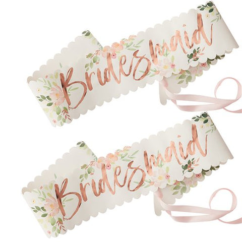 Floral Hen Party 'Bridesmaid' Sashes