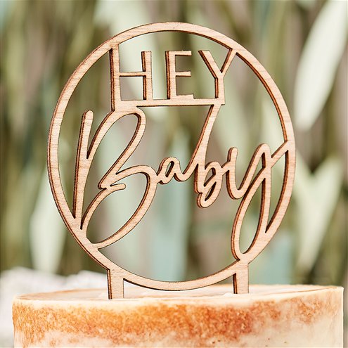 Botanical Baby Wooden Hey Baby Cake Topper