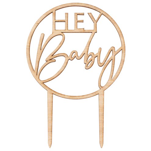 Botanical Baby Wooden Hey Baby Cake Topper