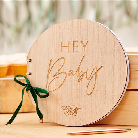 Botanical Baby Wooden Hey Baby Guest Book - 22cm