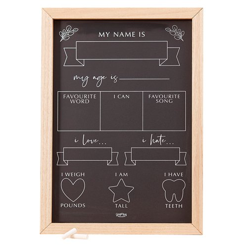 Botanical Baby Milestone Tracker Chalkboard - 42cm x 30cm