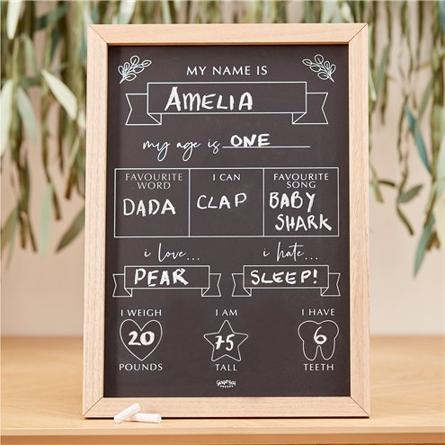 Botanical Baby Milestone Tracker Chalkboard - 42cm x 30cm