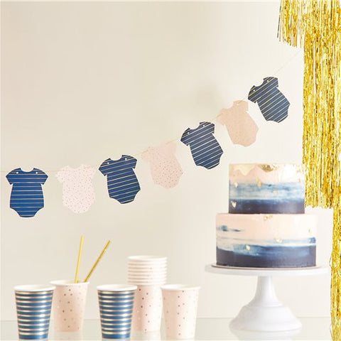 Gender Reveal Navy & Pink Baby Grow Bunting