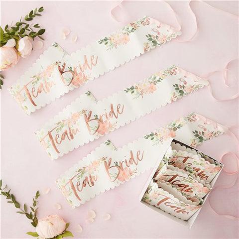 Floral Hen Party Team Bride Sashes